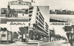 Carte Photo Stade Hussein Dey Algérie Stadium 1962 Olympic  Cavalerie Blindé Tanks Pompe Essence Esso Auto Fregate - Stadi