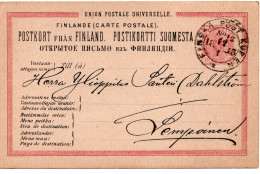 78344 - Finnland - 1885 - 10P Wappen GAKte BahnpostStpl FINSKA POSTKUPEN No.12 -> Sempoinen - Lettres & Documents