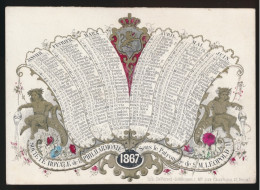 PORSELEINKAART = CALENDRIER 1867 - DUBBELZIJDIG - SOCIETE ROYALE DE LA PHILHARMONIE = SOUS LE PATRONAGE DE S.M. LEOPOLD - Porcelana