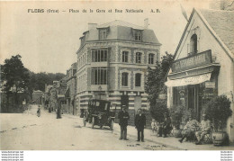 FLERS PLACE DE LA GARE ET RUE NATIONALE  CAFE RESTAURANT ET VIEILLE AUTO - Flers