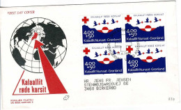 Greenland 1993.  Red Cross; Block Of 4 On FDC (Populær Filateli). - FDC