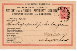 78345 - Finnland - 1888 - 10P Wappen GAKte BahnpostStpl FINSKA POSTKUPEN No.14 -> ULEABORG - Brieven En Documenten