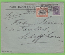 LETTRE DE PAUL HAEGLER ,BRUXELLES, AVEC COB 139,142,POUR LA FABRIQUE DE FICELLES A SCHAFFHOUSE,SUISSE.1921. - Lettres & Documents