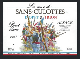 Etiquette Vin Pinot Blnc 1988 La Cuvée Des Sans Culottes Dopff & Irion Riquewihr  " La Révolution" - Weisswein