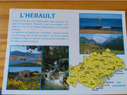 34 - HERAULT - Carte Géographique - Contour Du Département Avec Multivues - Landkaarten