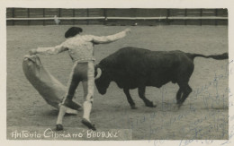 Real Photo Antonio Cipriano " Badajoz " Torero Portugal Born In Coruche Santarem Autograph Foto Figueiredo Lisboa - Corrida