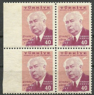 Turkey; 1957 Visit Of The President Of Germany To Turkey, ERROR "Imperf. Edge" - Unused Stamps