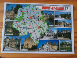 37 - INDRE ET LOIRE -  Carte Géographique - Contour Du Département Avec Multivues - Landkarten