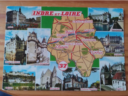 37 - INDRE ET LOIRE -  Carte Géographique - Contour Du Département Avec Multivues - Mapas