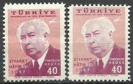 Turkey; 1957 Visit Of The President Of Germany To Turkey "Color Tone Variety" - Nuovi