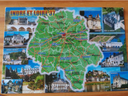 37 - INDRE ET LOIRE -  Carte Géographique - Contour Du Département Avec Multivues - Landkaarten