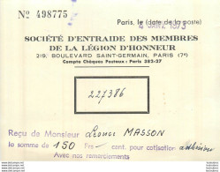 SOCIETE D'ENTRAIDE DES MEMBRES DE LA LEGION D'HONNEUR MONSIEUR MASSON - Historical Documents