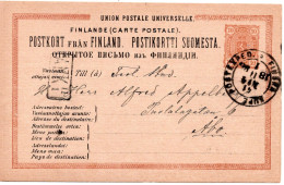 78350 - Finnland - 1885 - 10P Wappen GAKte BahnpostStpl FINSKA KUPE POSTEXPED 41 No.4 -> Abo - Covers & Documents