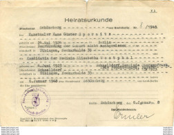 HEIRATSURKUNDE ACTE DE MARIAGE  01/1948 SCHONEBERG KUNSTMALER HANS ET KANDIDATIN DER MEDIZIN ELISABETHA - Historical Documents