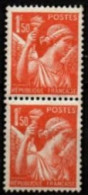 FRANCE   -  1939 .  Y&T N° 435 *. Trait Vertical Dans Le 1 Des 2 Timbres. - Nuevos