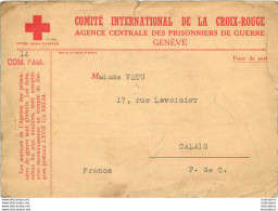 COMITE INTERNATIONAL CROIX ROUGE A GENEVE  PRISONNIER VETU EDGAR STALAG XVII A N°73273 07/1940 - Guerre De 1939-45