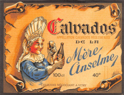 00110 "CALVADOS DE LA MERE ANSELME" ETICHETTA  ANIMATA III QUARTO XX SECOLO - Alcoholes Y Licores