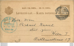 ENTIER POSTAL CROATIE ZAGREB AGRAM 1897 ENVOYE A RICHARD KASSEL A WIEN - Kroatien