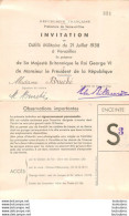 INVITATION EPOUSE DU GENERAL ALBERT BRUCHE DEFILE MILITAIRE 21 JUILLET 1938  AVEC GEORGES VI ET LE PRESIDENT  24 X 16 CM - Dokumente