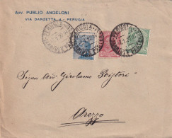 ITALIA. BUSTA. 7 1 22. PUBLIO ANGELONI PERUGIA PER AREZZO - Marcofilía