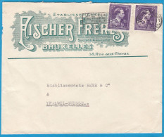 ETABLISSEMENTS AISCHER FRERES,BRUXELLES.LETTRE AVEC 2 X COB NO 693 POUR THALWIL,SUISSE,1949. - Covers & Documents