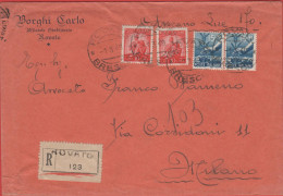 ITALIA - Storia Postale Repubblica - 1949 - 2x 10 + 2x 15 Democratica - Raccomandata - Borghi Carlo -Viaggiata Da Rovato - 1946-60: Marcophilia
