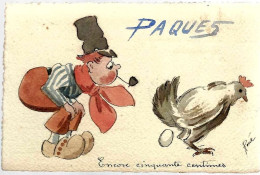 « Pâques – Encore Cinquante Centimes» - CP Pamphlétaire (1914-1918) – Illustrateur RENE - War 1914-18