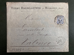 LETTRE HENRI BAUMGARTNER TP 20 OBL.5/4 83 MULHAUSEN Pour La FRANCE - Briefe U. Dokumente