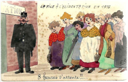 « La File à L’alimentation En 1916» - CP Pamphlétaire (1914-1918) – Illustrateur E. C. - War 1914-18
