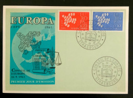 1961 CARTE POSTALE PHILATÉLIQUE EUROPA CONSEIL DE L’EUROPE 1er JOUR D’EMISSION - 1960-1969