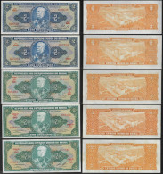 Brazil 5 Banknote Duke Of Caxias 2 Cruzeiros 1954/1958 Amato-15/16+62/64  Pick-151a/b+157Aa/c Uncirculated - Brasil