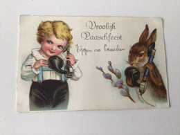 Carte Postale Ancienne Vroolijk Paaschfeest - Pâques