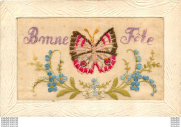 CARTE BRODEE BONNE FETE ET PAPILLON - Bordados