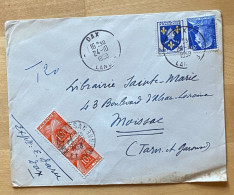 Enveloppe Affranchie Type Muller Et Blason Saintonge Oblitération Dax Landes 1958 Taxée à L'arrivée à Moissac - 1859-1959 Covers & Documents