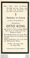 MEMENTO AVIS DE DECES SOLDAT ALLEMAND  OTTO KOHL 04/12/1944 - Décès