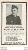 MEMENTO AVIS DE DECES SOLDAT ALLEMAND  OTTO STUMBECK 29/10/1943 - Todesanzeige