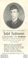 MEMENTO AVIS DE DECES SOLDAT ALLEMAND  JOSEF HOFMANN 03/10/1941 - Obituary Notices