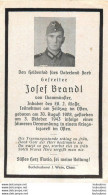 MEMENTO AVIS DE DECES SOLDAT ALLEMAND  JOSEF BRANDL 03/10/1943 - Décès