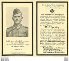 MEMENTO AVIS DE DECES SOLDAT ALLEMAND  KARL JACOBY 07/12/1942 - Décès