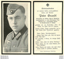 MEMENTO AVIS DE DECES SOLDAT ALLEMAND  PETER GRANDL  10/09/1941 - Décès