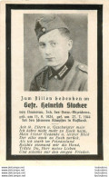 MEMENTO AVIS DE DECES SOLDAT ALLEMAND  HEINRICH STOCKER 27/07/1944 - Décès