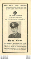 MEMENTO AVIS DE DECES SOLDAT ALLEMAND  HANS NONN 16/04/1942 - Obituary Notices