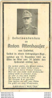 MEMENTO AVIS DE DECES SOLDAT ALLEMAND  ANTON ATTENHAUFER 12/12/1942 - Todesanzeige