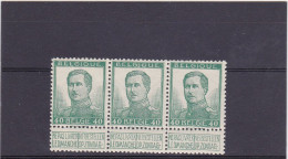 1912-COB 121-V1 40c Gespleten L In BELGIE-L Fourchu Dans BELGIE 3xBL MNH - 1901-1930