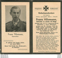 MEMENTO AVIS DE DECES SOLDAT ALLEMAND  FRANZ VILZMANN 01/11/1943 - Obituary Notices