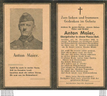 MEMENTO AVIS DE DECES SOLDAT ALLEMAND  ANTON MAIER 14/11/1945 - Décès