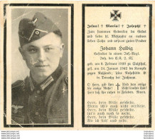 MEMENTO AVIS DE DECES SOLDAT ALLEMAND  JOHANN HALBIG  24/01/1942 - Obituary Notices