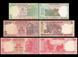 Reserve Bank Of India 3 Banknotes 5,10,20R - Indien