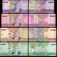 Turkmenistan Bank 2005 4 Banknotes 50-1000M - Turkmenistán