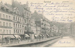 TCHEQUIE AP#DC029 KARLSBAD KREUZSTRASSE LES MAGASINS ATTELAGE DE CHEVAUX LE CANAL - Tschechische Republik